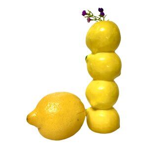 Yellow Lemon-Shaped Ceramic Vase - Kids Decor, Kitchen, Shabby Chic, Fun Decor